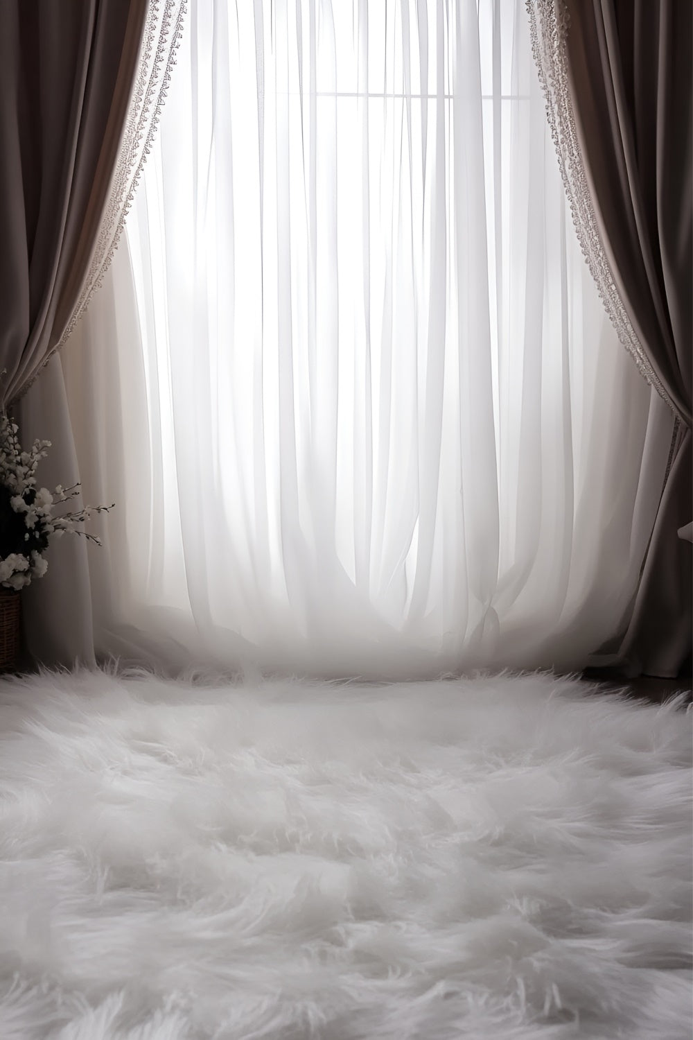 Boudoir Backdrop Vintage Elegance Curtain Fur Backdrop BRP1-468