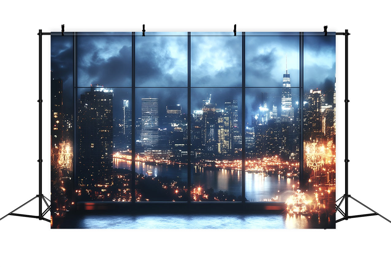 Boudoir Photography Backdrops Cityscape Night Window Backdrop BRP1-471