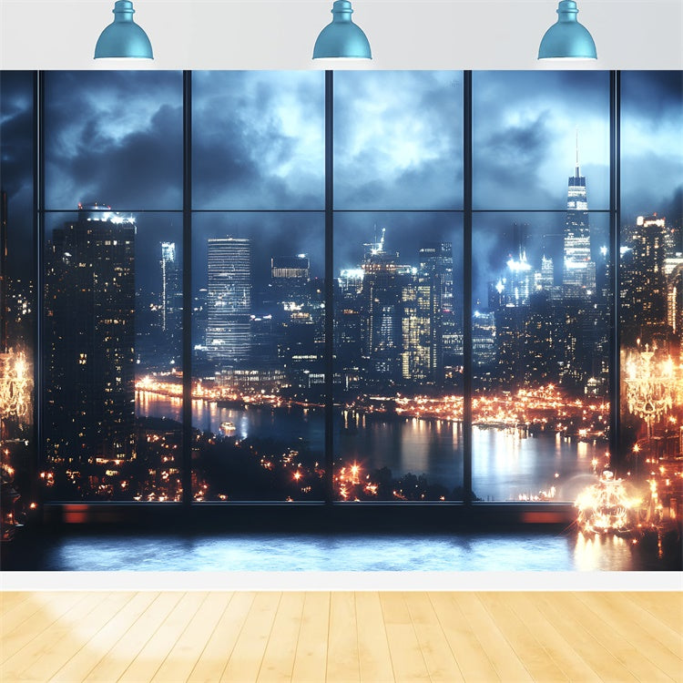 Boudoir Photography Backdrops Cityscape Night Window Backdrop BRP1-471