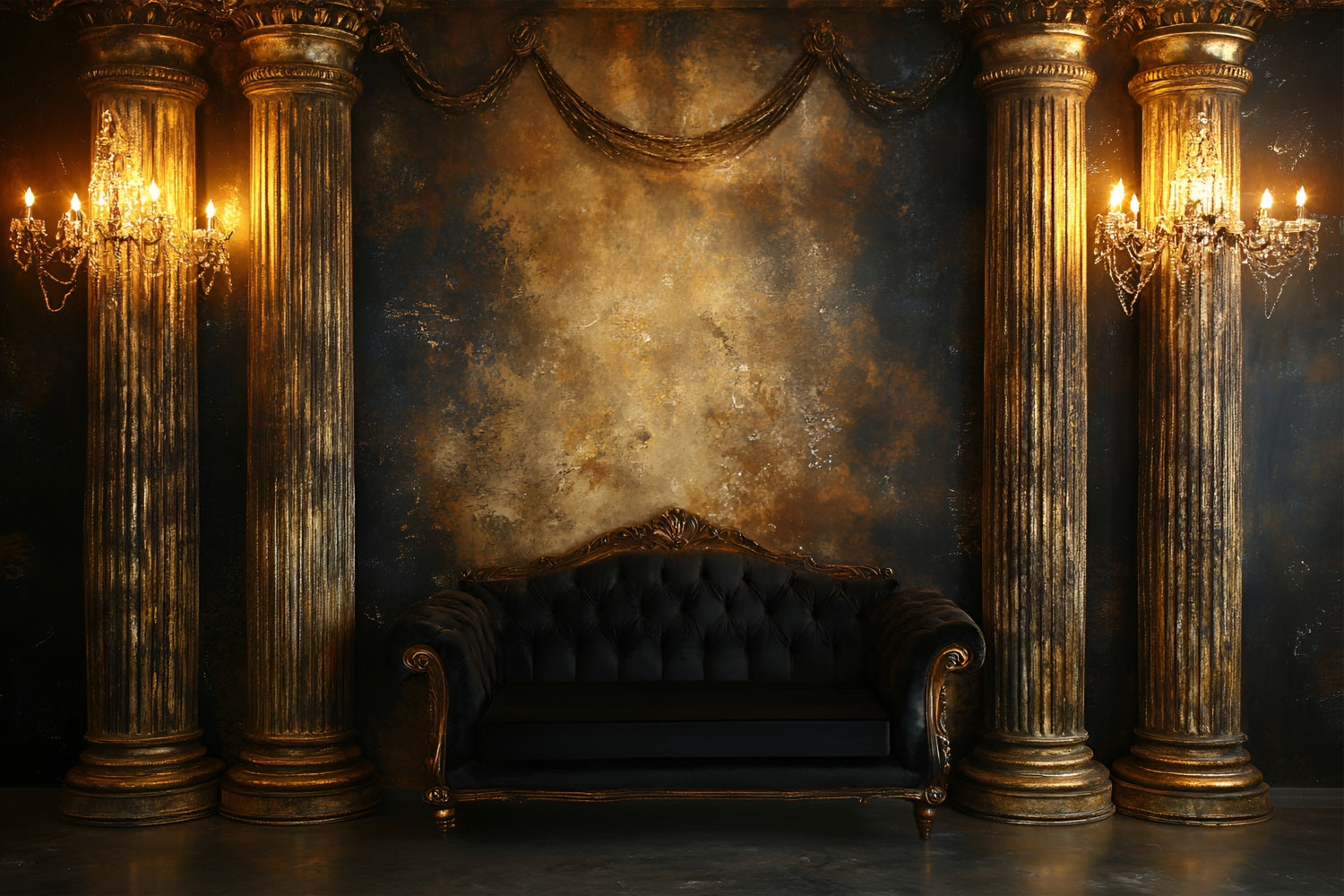 Boudoir Backdrop Vintage Gold Column Room Backdrop BRP1-473