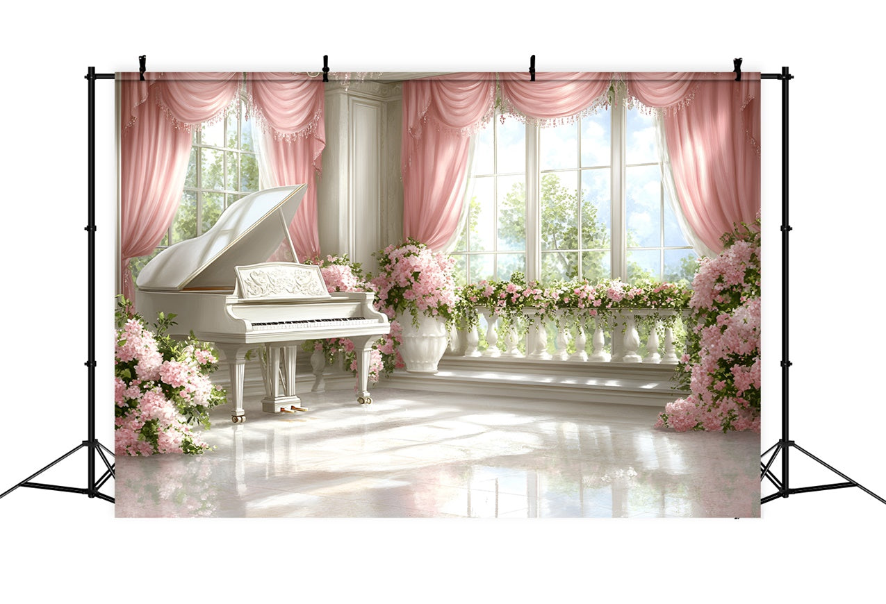 Boudoir Backdrops Floral Piano Window Scene Backdrop BRP1-474