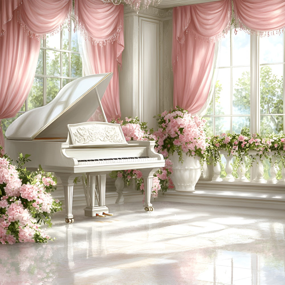 Boudoir Backdrops Floral Piano Window Scene Backdrop BRP1-474