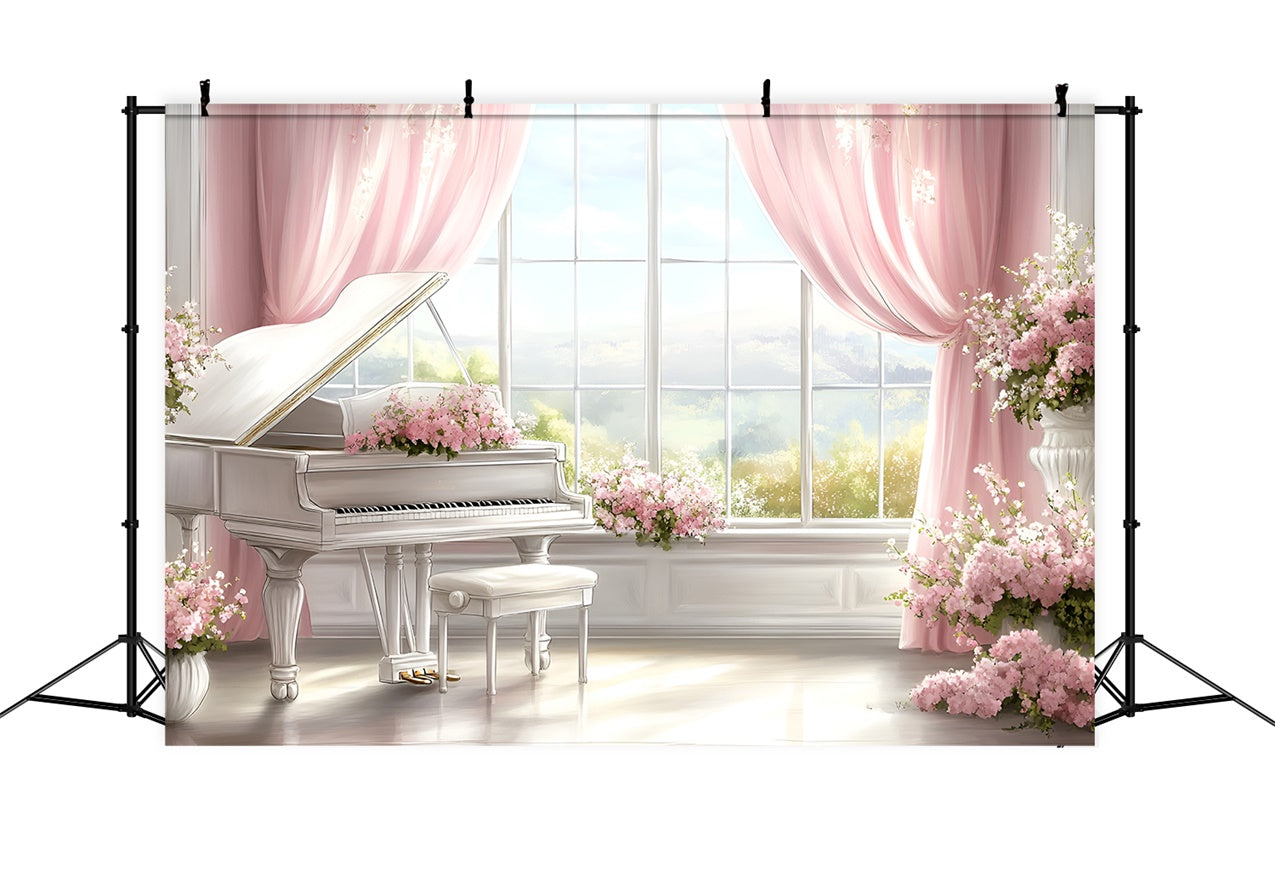 Boudoir Photo Backdrops Piano Floral Window Scene Backdrop BRP1-475