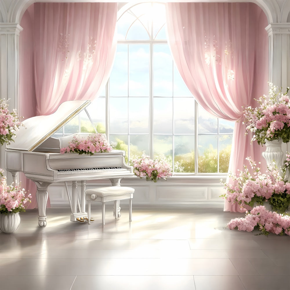 Boudoir Photo Backdrops Piano Floral Window Scene Backdrop BRP1-475