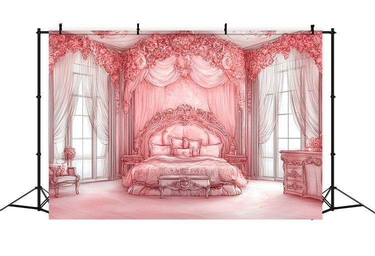 Boudoir Backdrop Ideas Pink Themed Royal Bedroom Backdrop BRP1-476