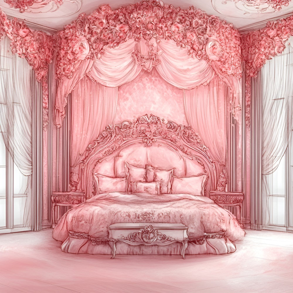 Boudoir Backdrop Ideas Pink Themed Royal Bedroom Backdrop BRP1-476