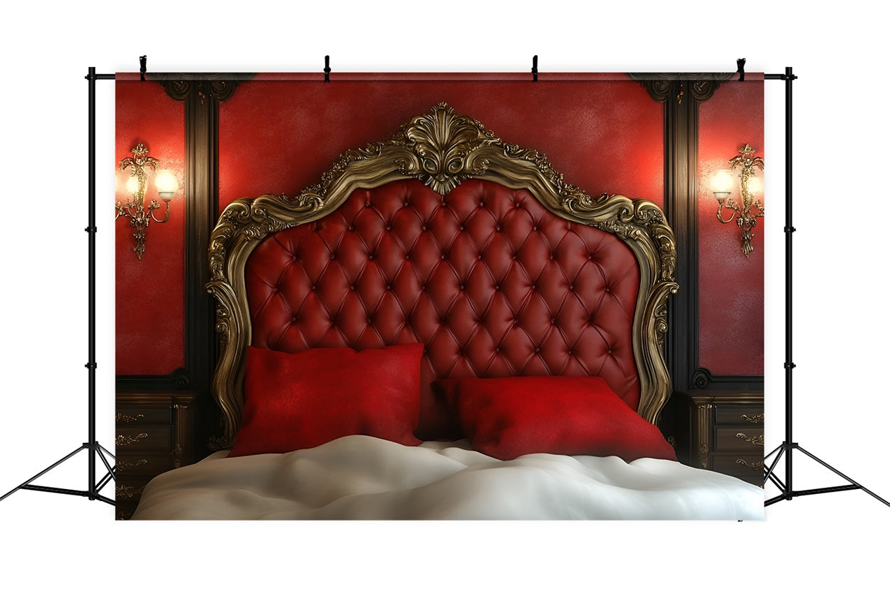 Boudoir Photography Backdrops Baroque Red Headboard Decor Backdrop BRP1-484