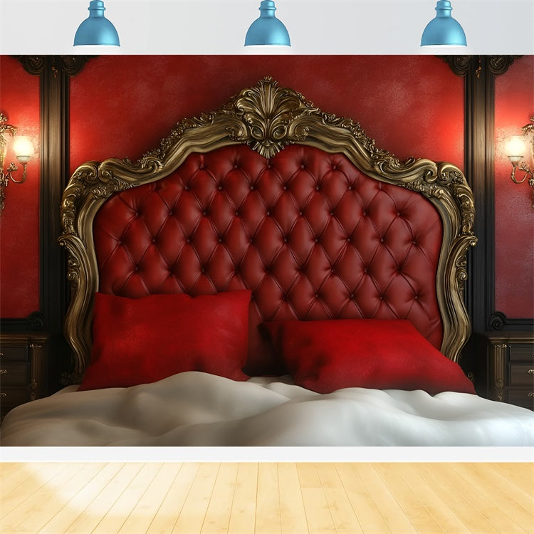 Boudoir Photography Backdrops Baroque Red Headboard Decor Backdrop BRP1-484