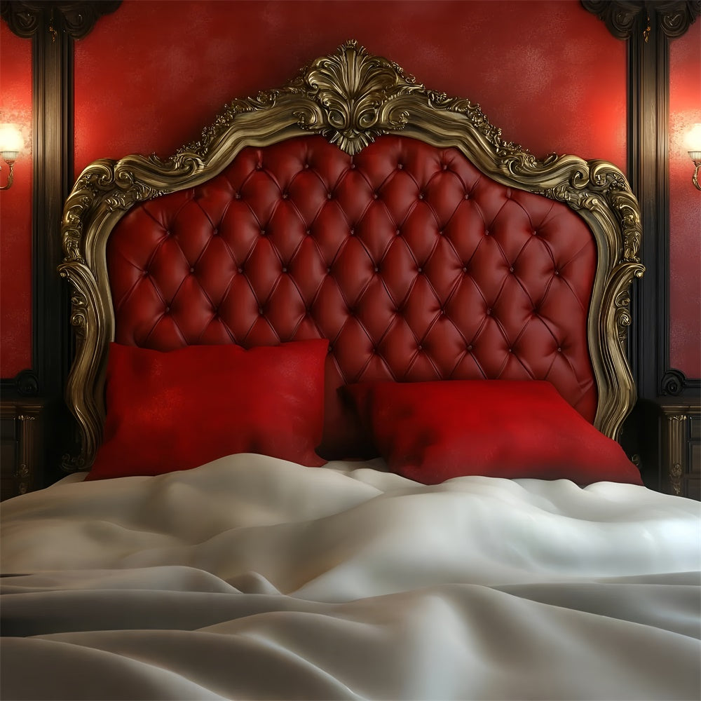 Boudoir Photography Backdrops Baroque Red Headboard Decor Backdrop BRP1-484