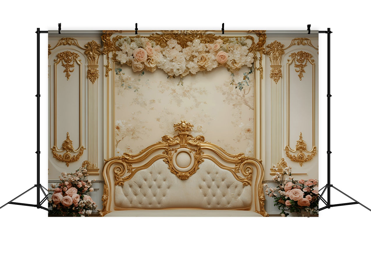 Boudoir Backdrops Floral Gold Headboard Backdrop BRP1-487