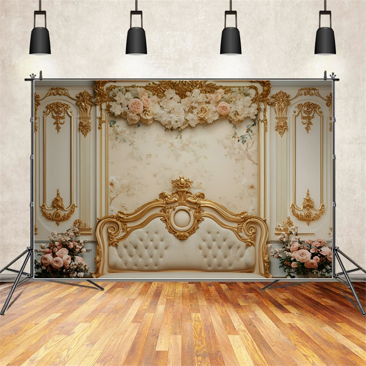 Boudoir Backdrops Floral Gold Headboard Backdrop BRP1-487