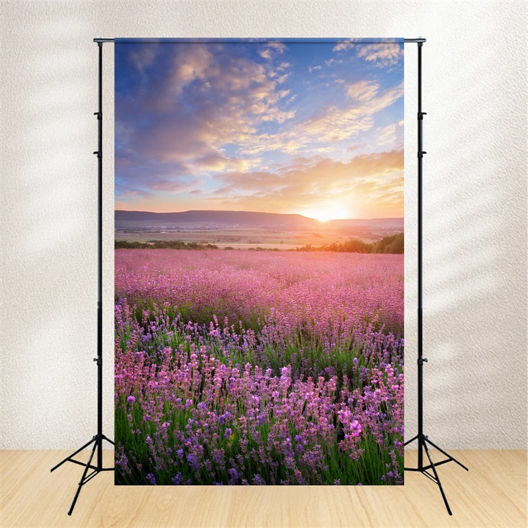 Flower Photo Backdrop Golden Glow Purple Lavender Backdrop BRP1-496