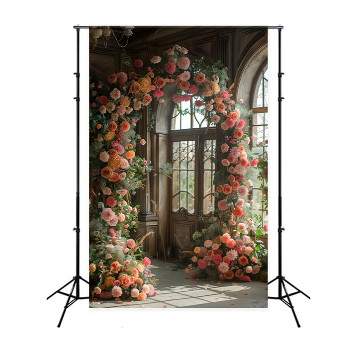 Flower Backdrop Elegant Rose Archway Window Backdrop BRP1-497