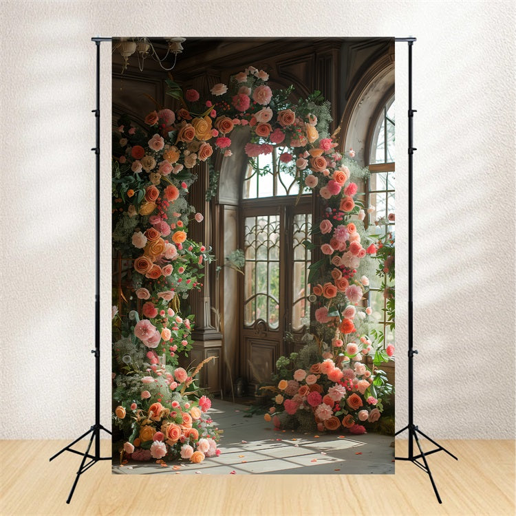 Flower Backdrop Elegant Rose Archway Window Backdrop BRP1-497