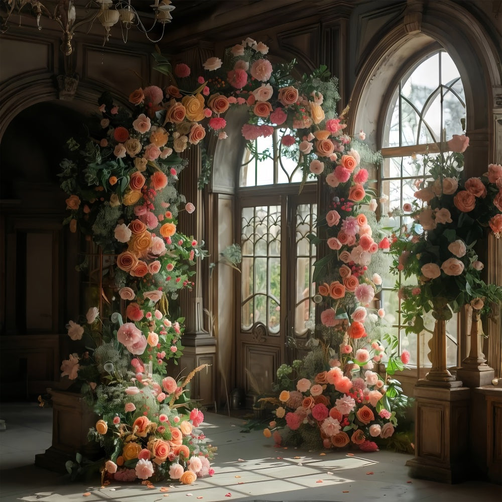 Flower Backdrop Elegant Rose Archway Window Backdrop BRP1-497