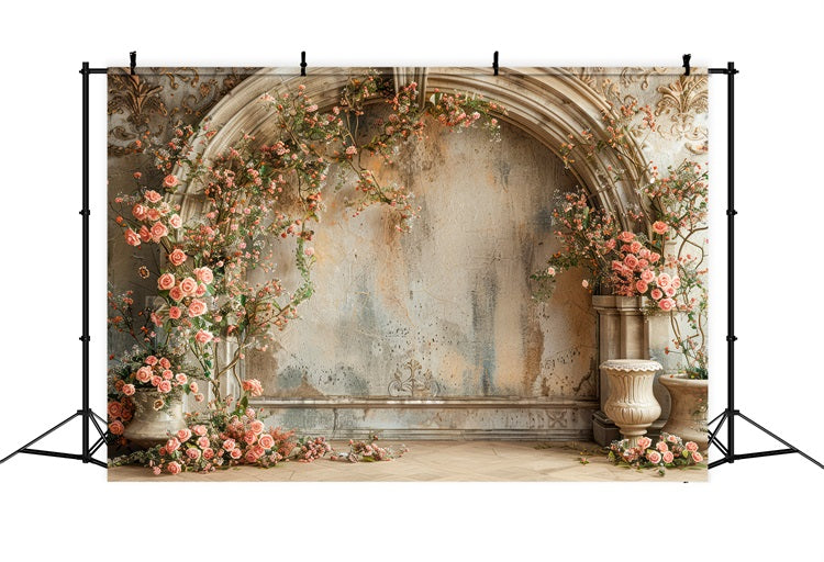 Floral Photography Backdrop Vintage Rose Arch Rustic Backdrop BRP1-498