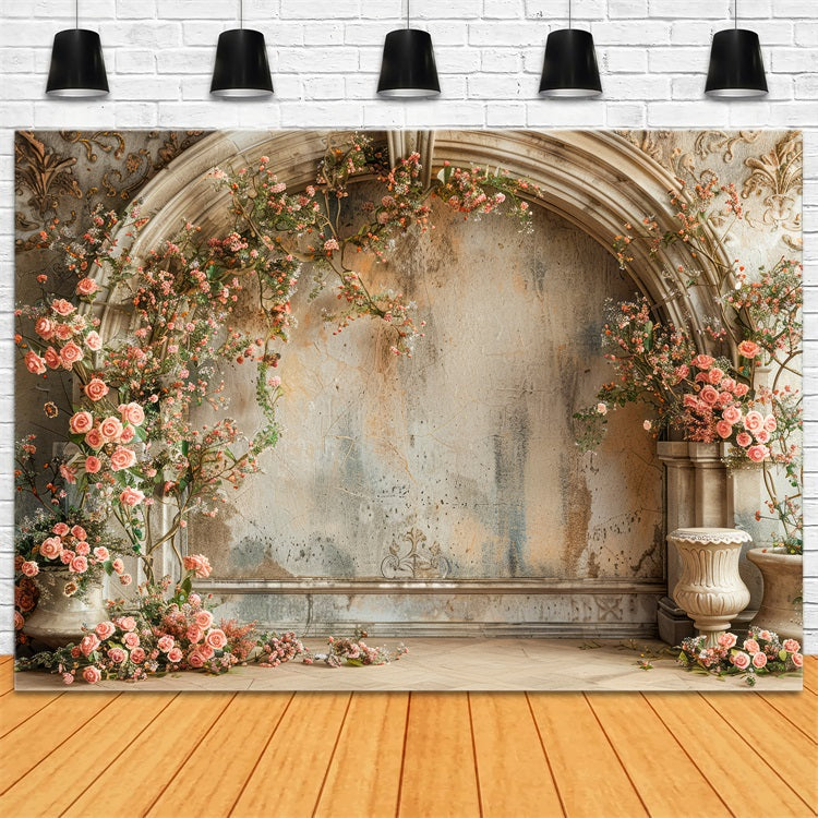 Floral Photography Backdrop Vintage Rose Arch Rustic Backdrop BRP1-498