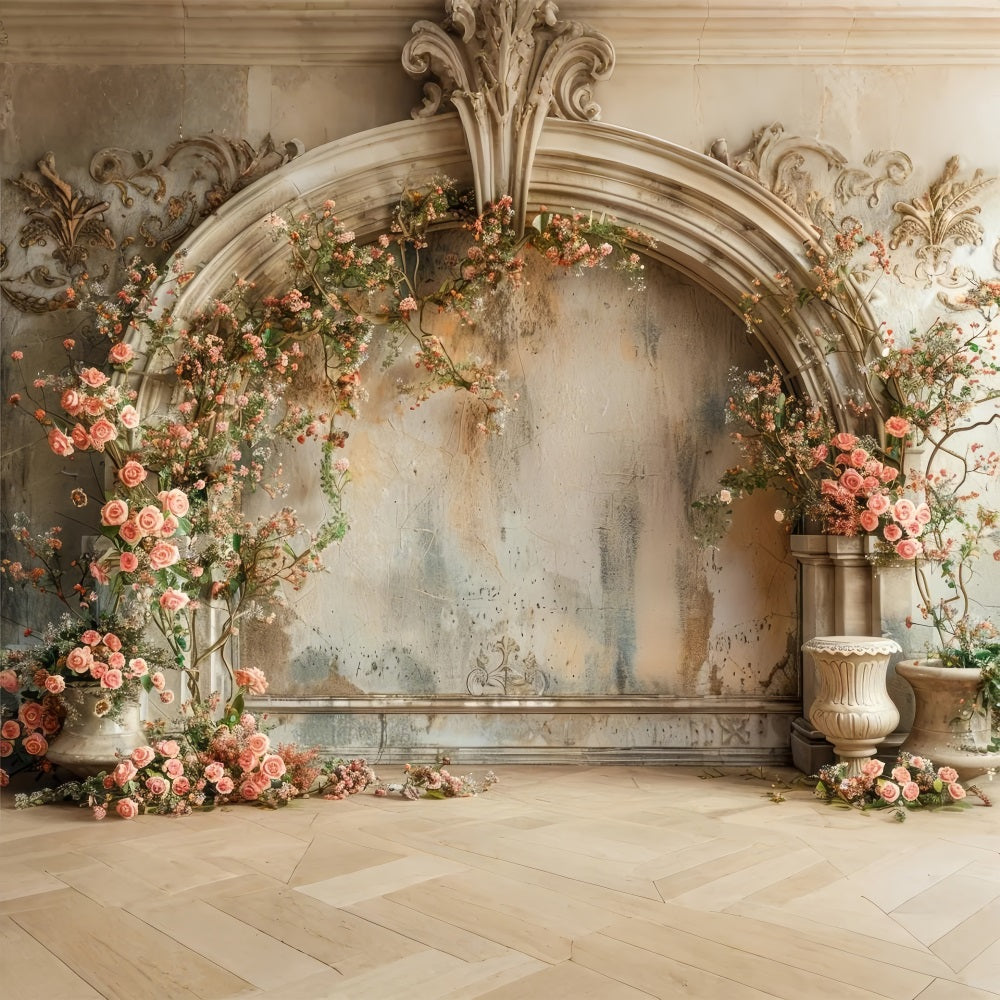 Floral Photography Backdrop Vintage Rose Arch Rustic Backdrop BRP1-498