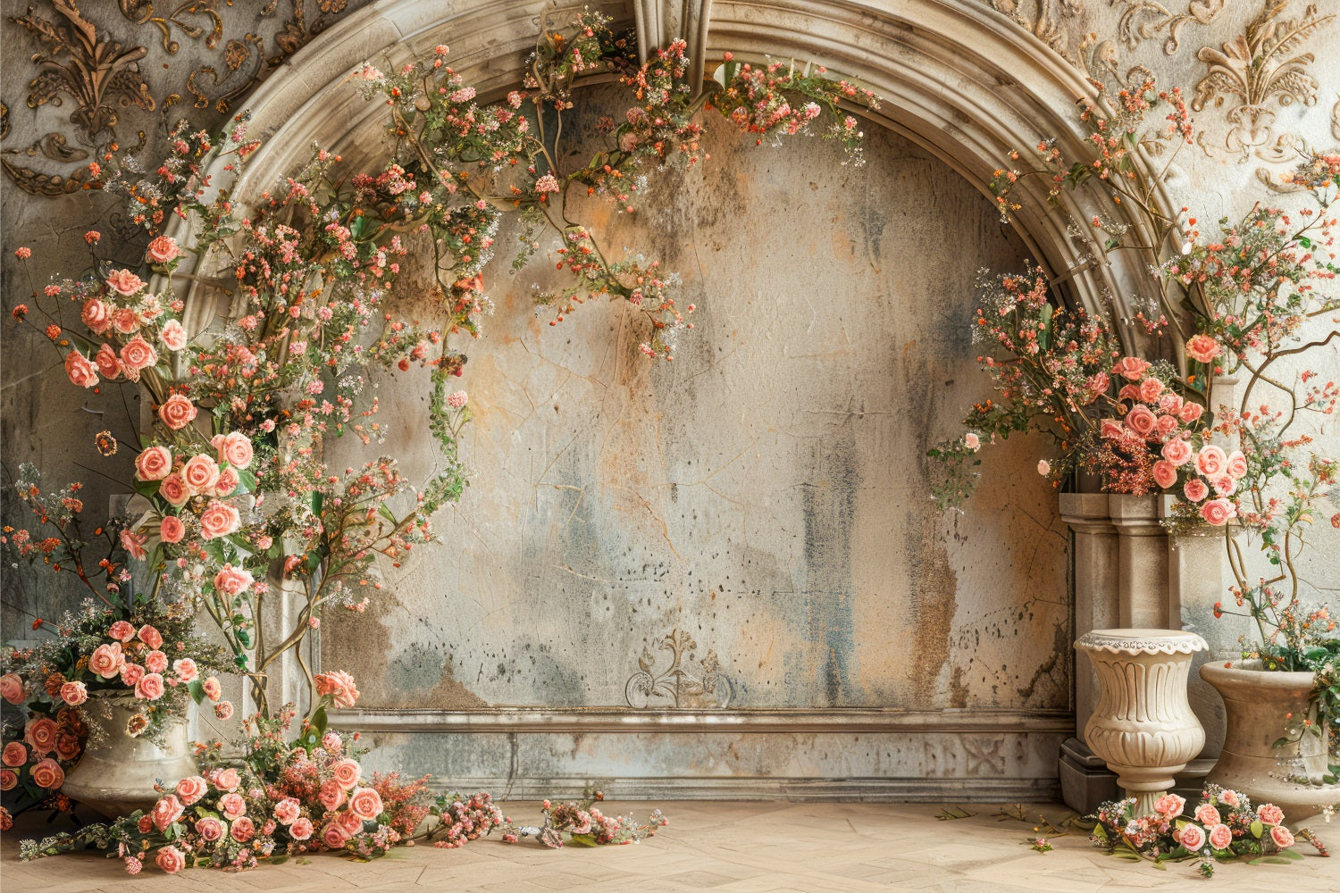 Floral Photography Backdrop Vintage Rose Arch Rustic Backdrop BRP1-498