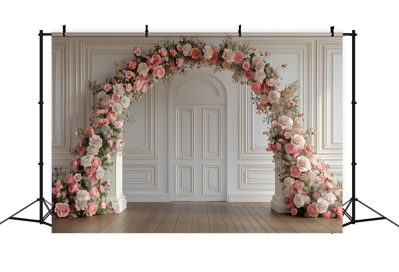 Flower Photo Backdrop Pink Rose Arch Elegance Backdrop BRP1-499