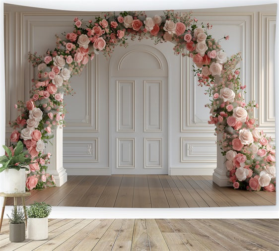 Flower Photo Backdrop Pink Rose Arch Elegance Backdrop BRP1-499