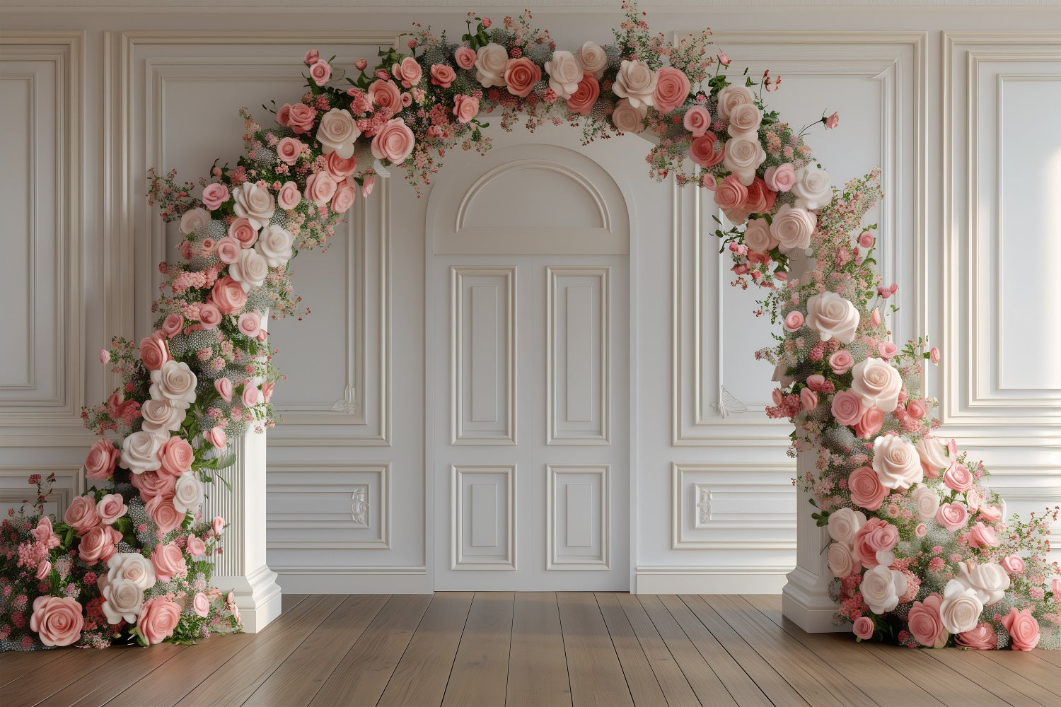 Flower Photo Backdrop Pink Rose Arch Elegance Backdrop BRP1-499