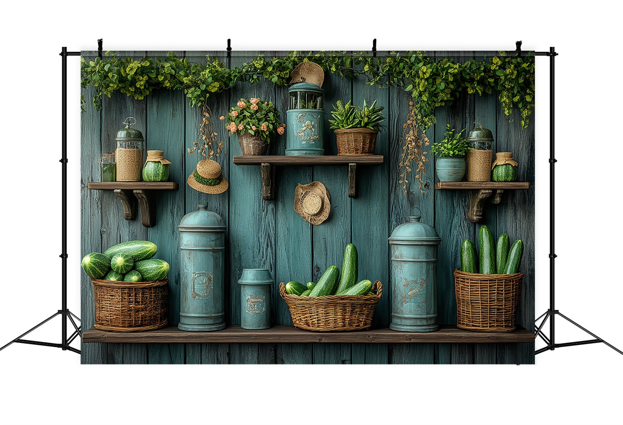 Spring Photo Backdrop Vintage Shelf Fresh Produce Backdrop BRP1-5