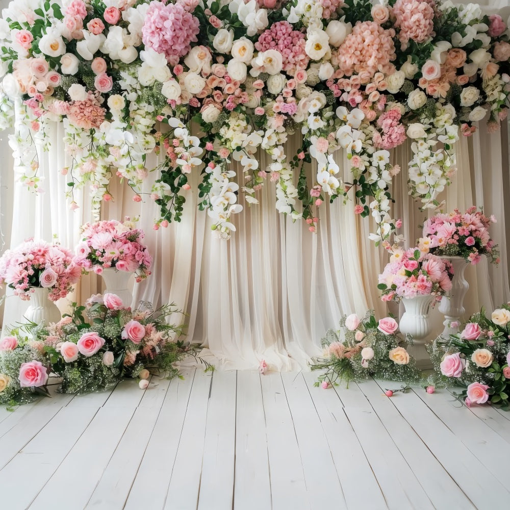 Floral Backdrop Romantic Pink Rose Orchids Backdrop BRP1-504