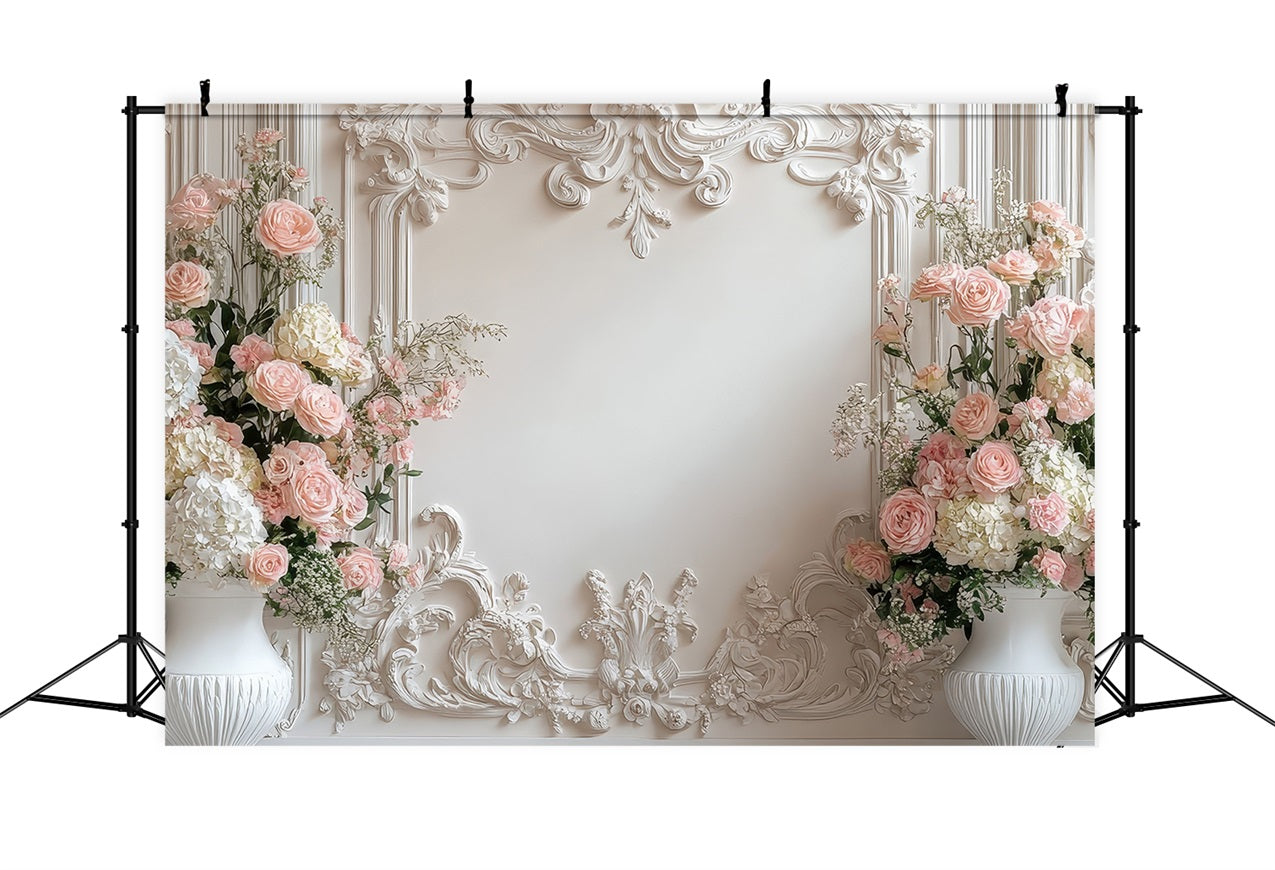 Floral Photography Backdrops Baroque Cream Rose Backdrop BRP1-506