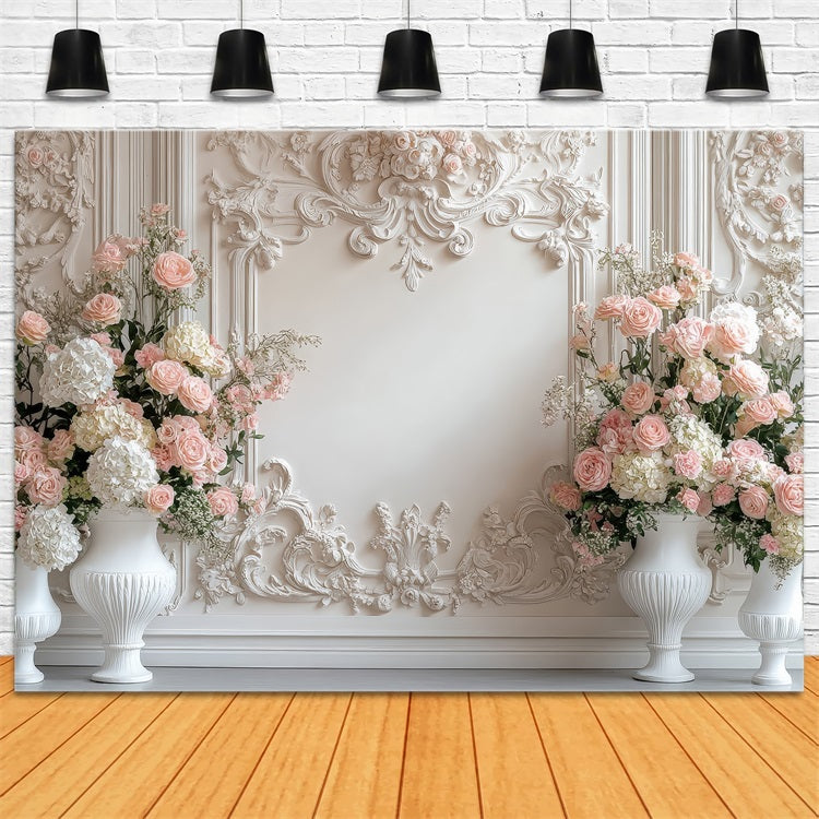 Floral Photography Backdrops Baroque Cream Rose Backdrop BRP1-506