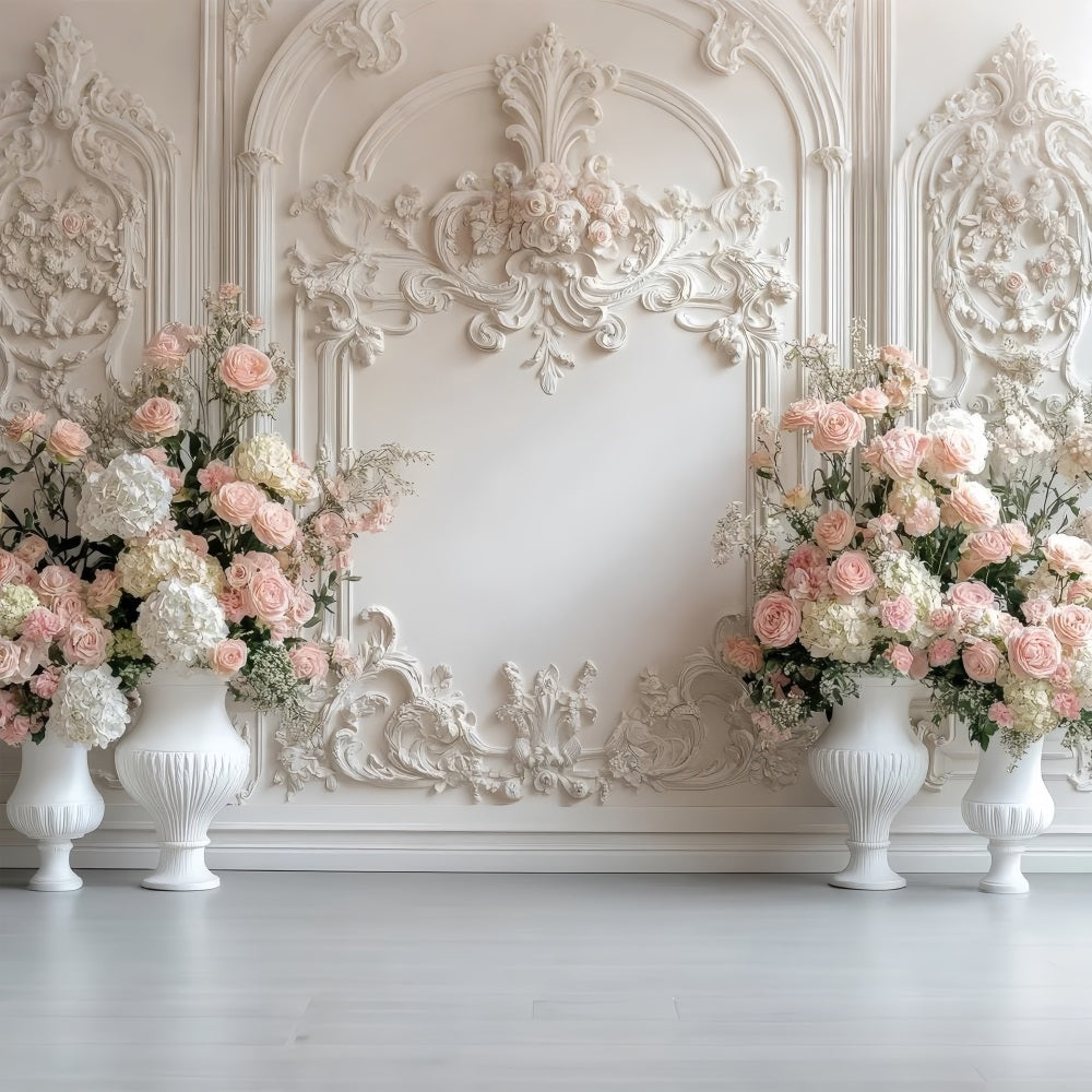 Floral Photography Backdrops Baroque Cream Rose Backdrop BRP1-506