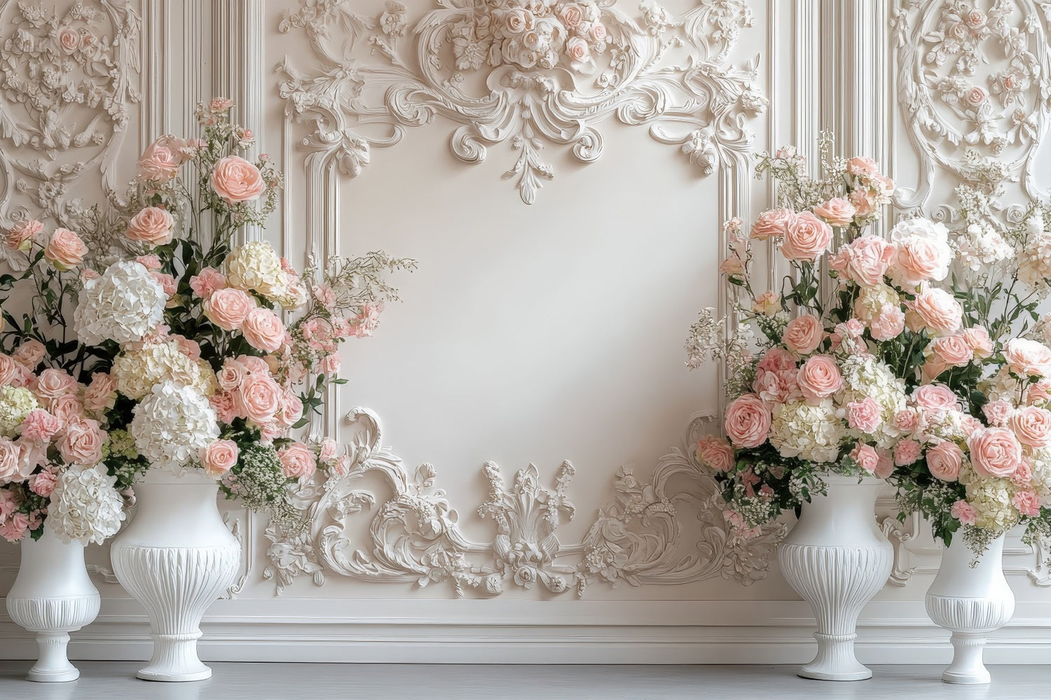 Floral Photography Backdrops Baroque Cream Rose Backdrop BRP1-506