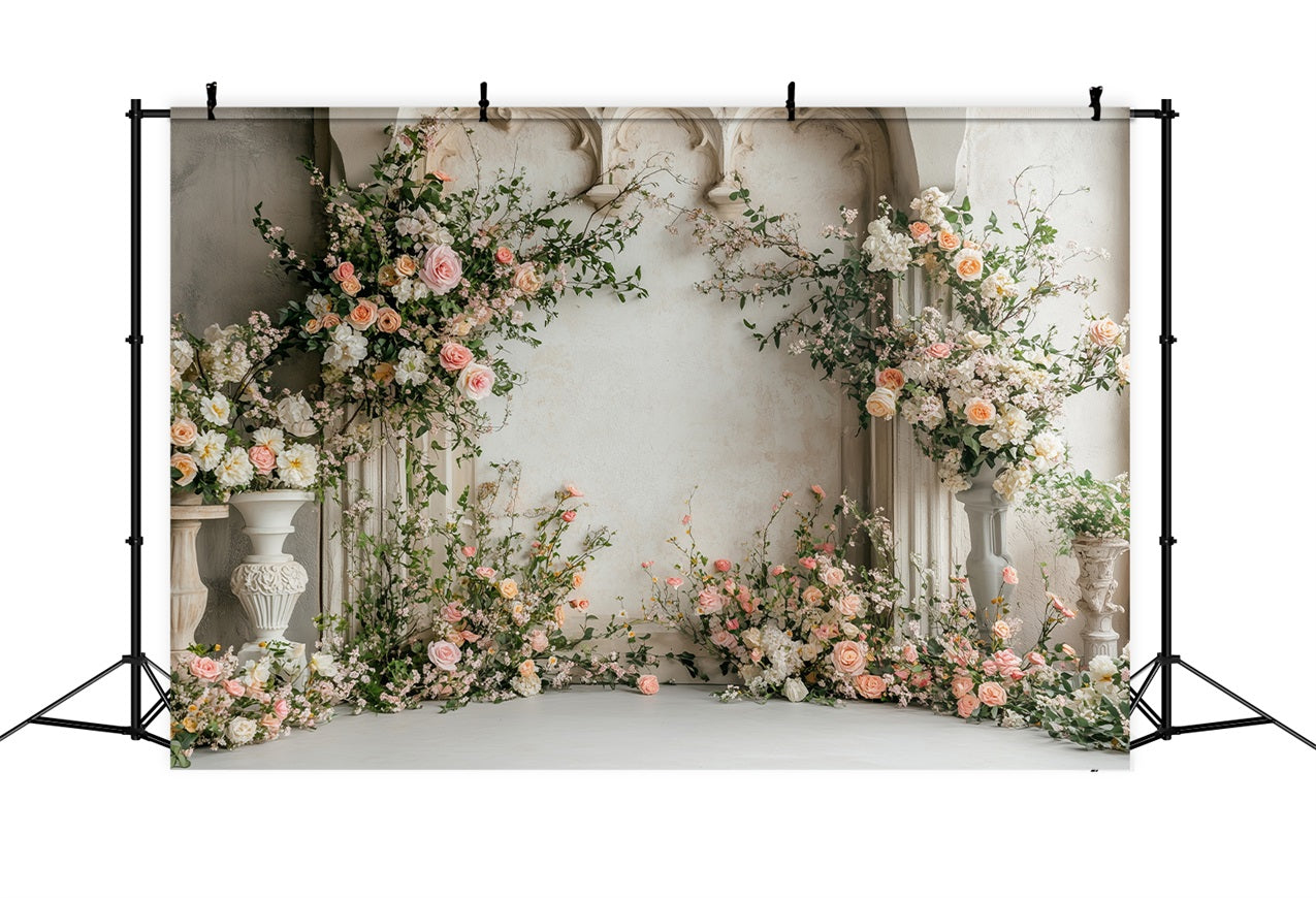 Flower Photo Backdrop Rustic Setting Rose Arch Backdrop BRP1-507