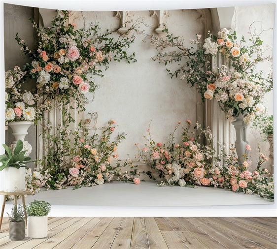 Flower Photo Backdrop Rustic Setting Rose Arch Backdrop BRP1-507