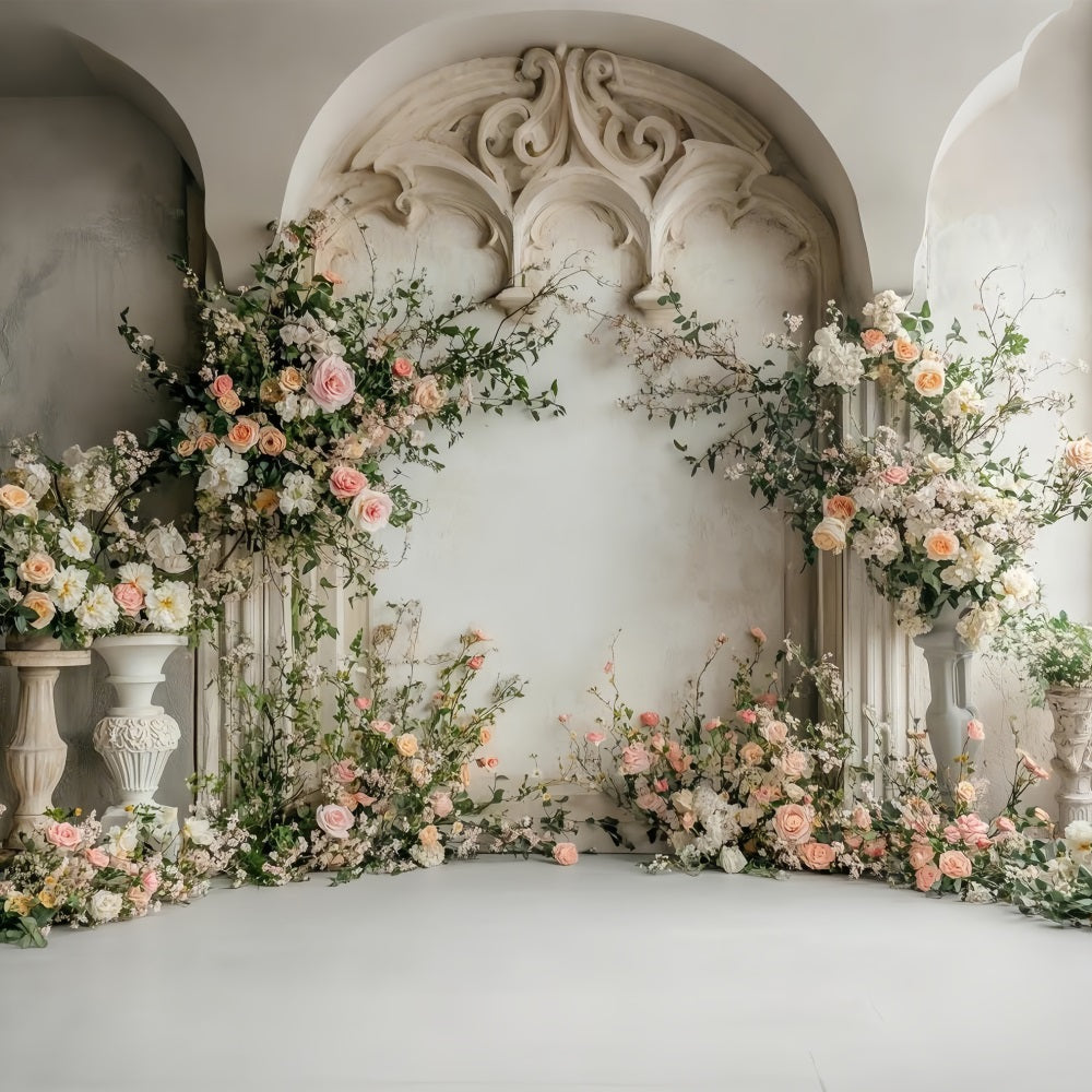 Flower Photo Backdrop Rustic Setting Rose Arch Backdrop BRP1-507