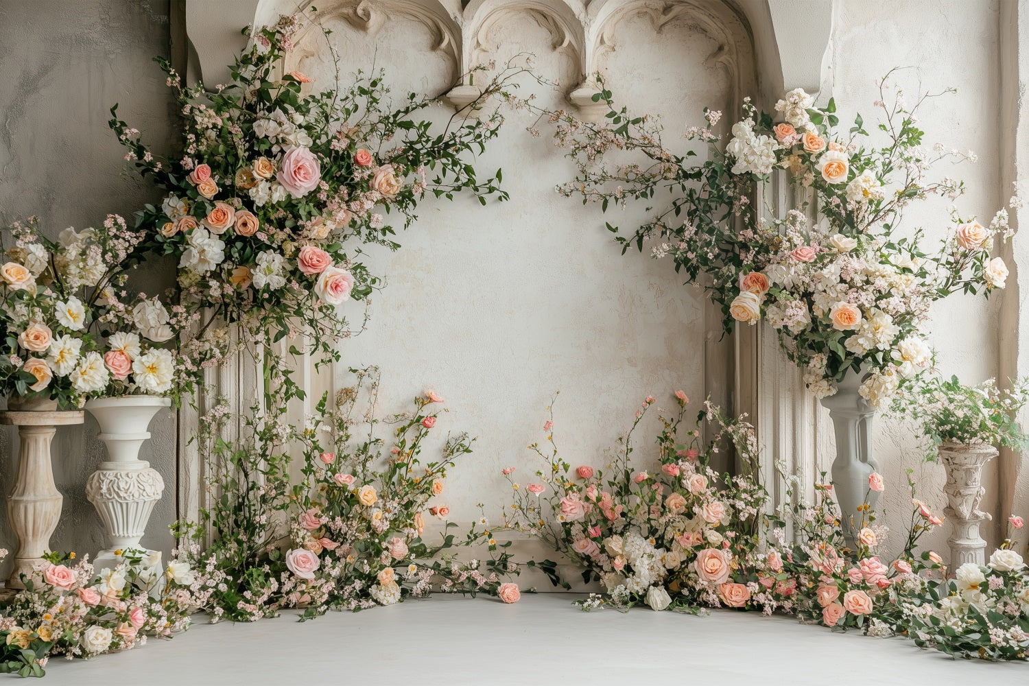 Flower Photo Backdrop Rustic Setting Rose Arch Backdrop BRP1-507