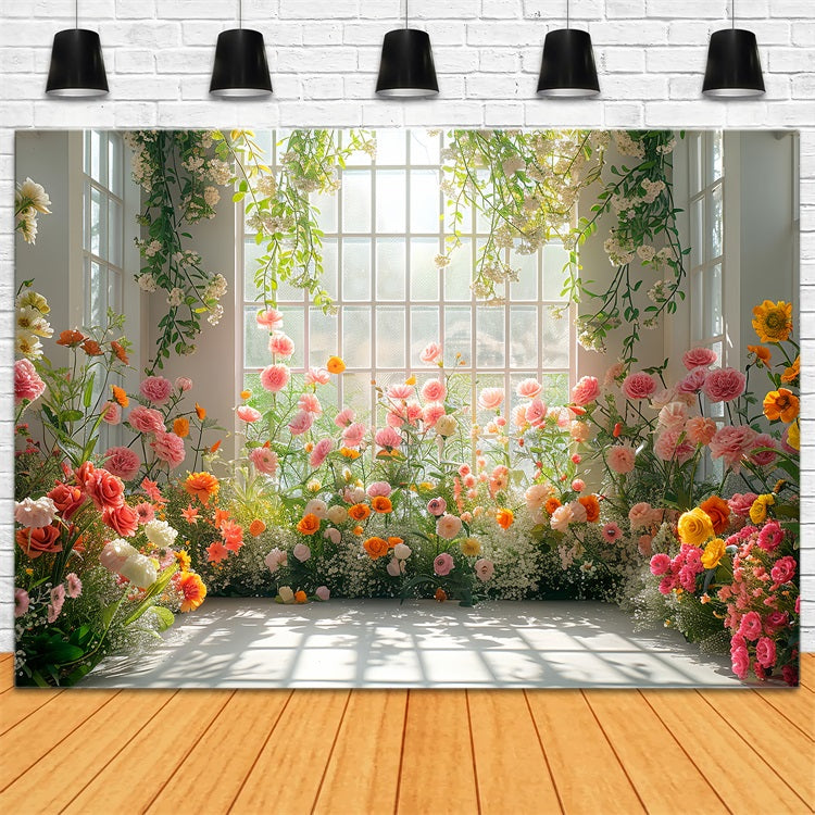 Floral Backdrop Sunlit Window Floral Arrangement Backdrop BRP1-510