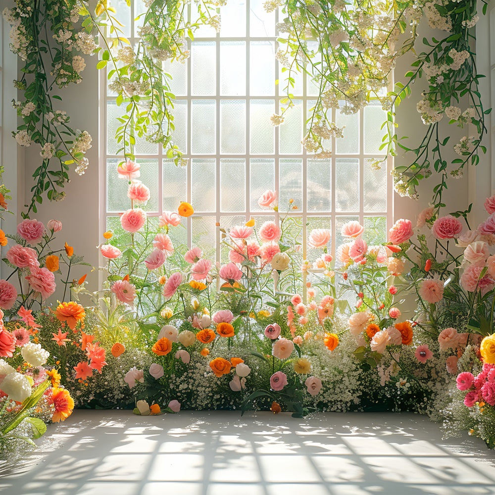 Floral Backdrop Sunlit Window Floral Arrangement Backdrop BRP1-510