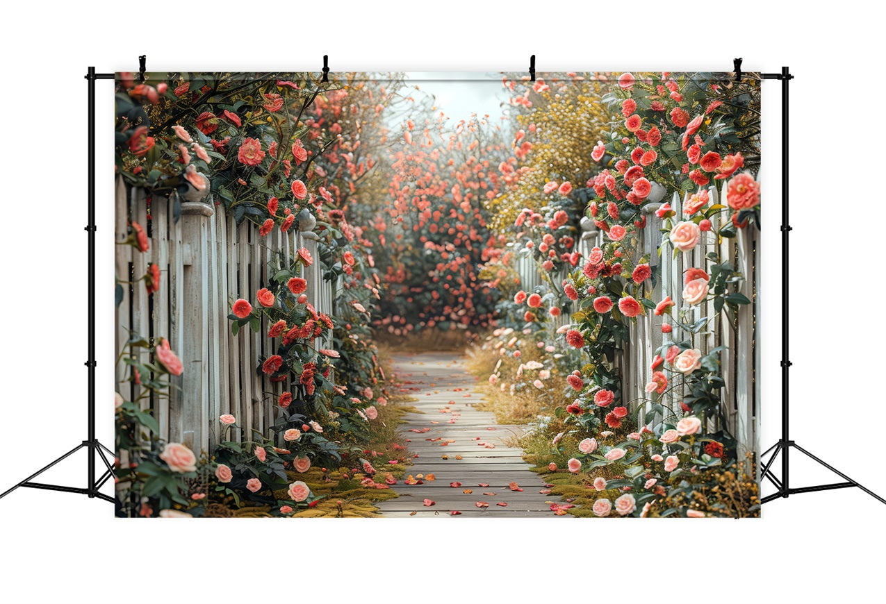 Floral Photo Backdrop Romantic Roses Pathway Backdrop BRP1-511