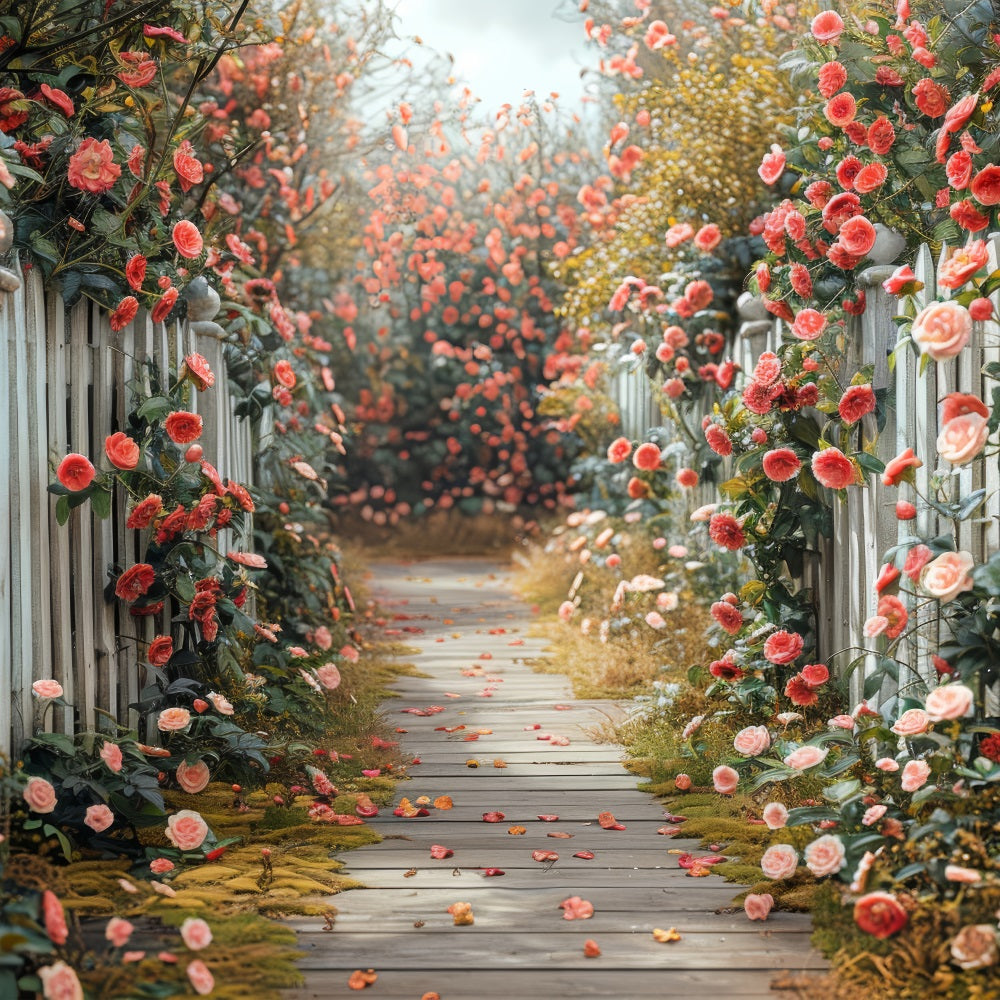 Floral Photo Backdrop Romantic Roses Pathway Backdrop BRP1-511