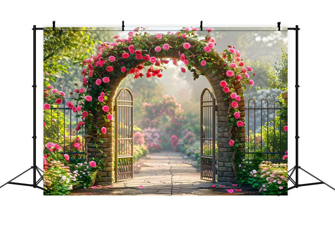 Floral Photography Backdrops Rose-Covered Arch Entrance Backdrop BRP1-512