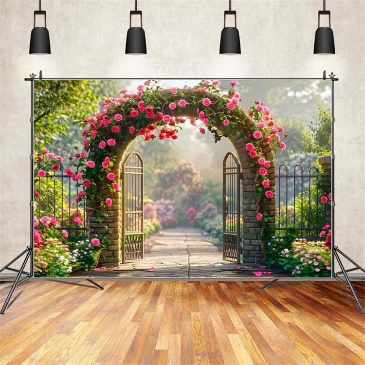 Floral Photography Backdrops Rose-Covered Arch Entrance Backdrop BRP1-512