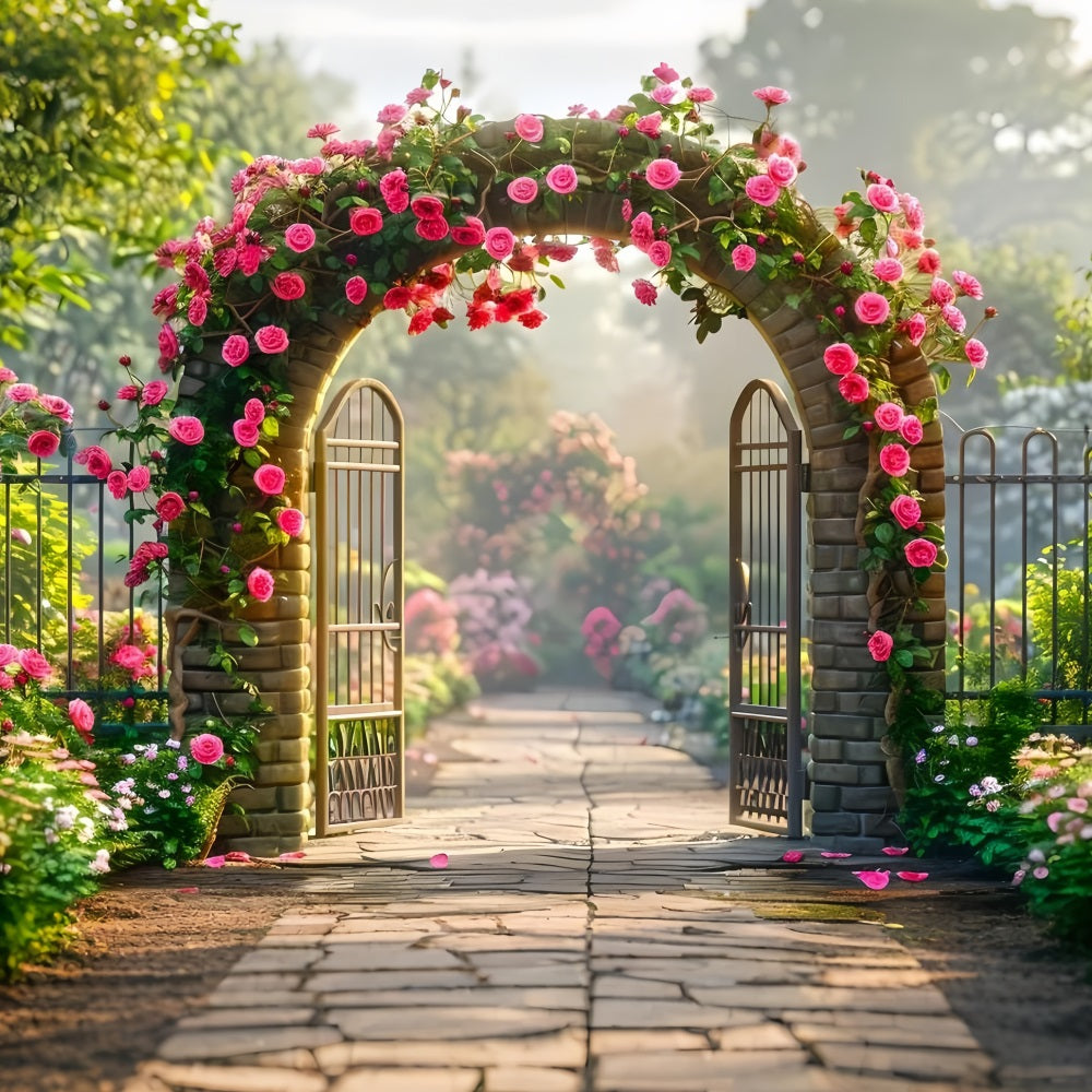 Floral Photography Backdrops Rose-Covered Arch Entrance Backdrop BRP1-512