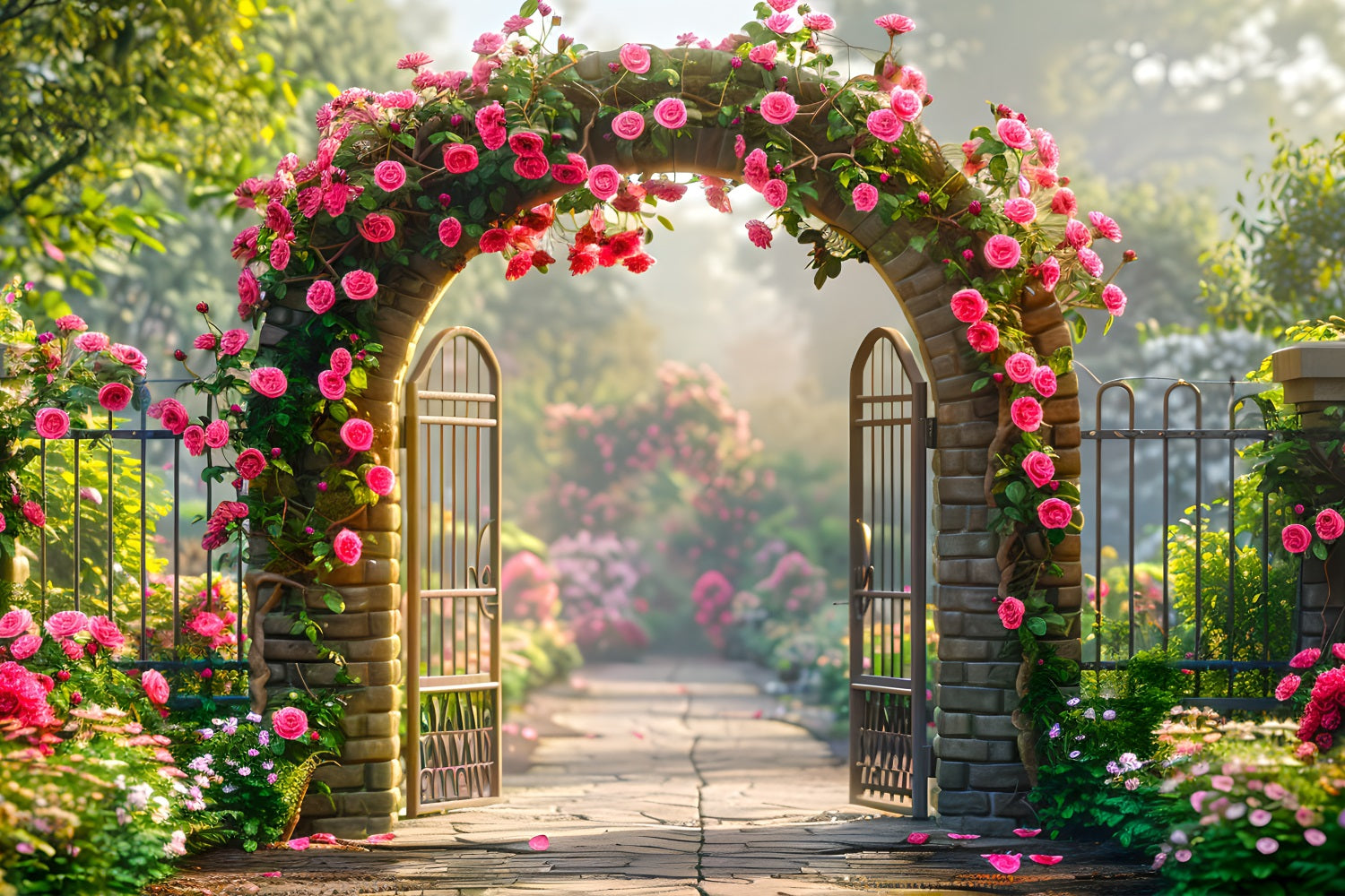 Floral Photography Backdrops Rose-Covered Arch Entrance Backdrop BRP1-512