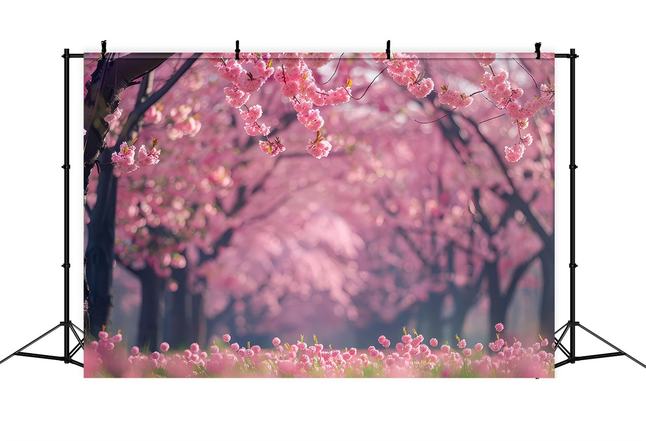 Floral Backdrops Cherry Blossom Pathway Photography Backdrop BRP1-519