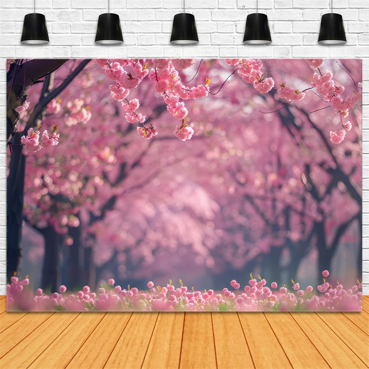 Floral Backdrops Cherry Blossom Pathway Photography Backdrop BRP1-519