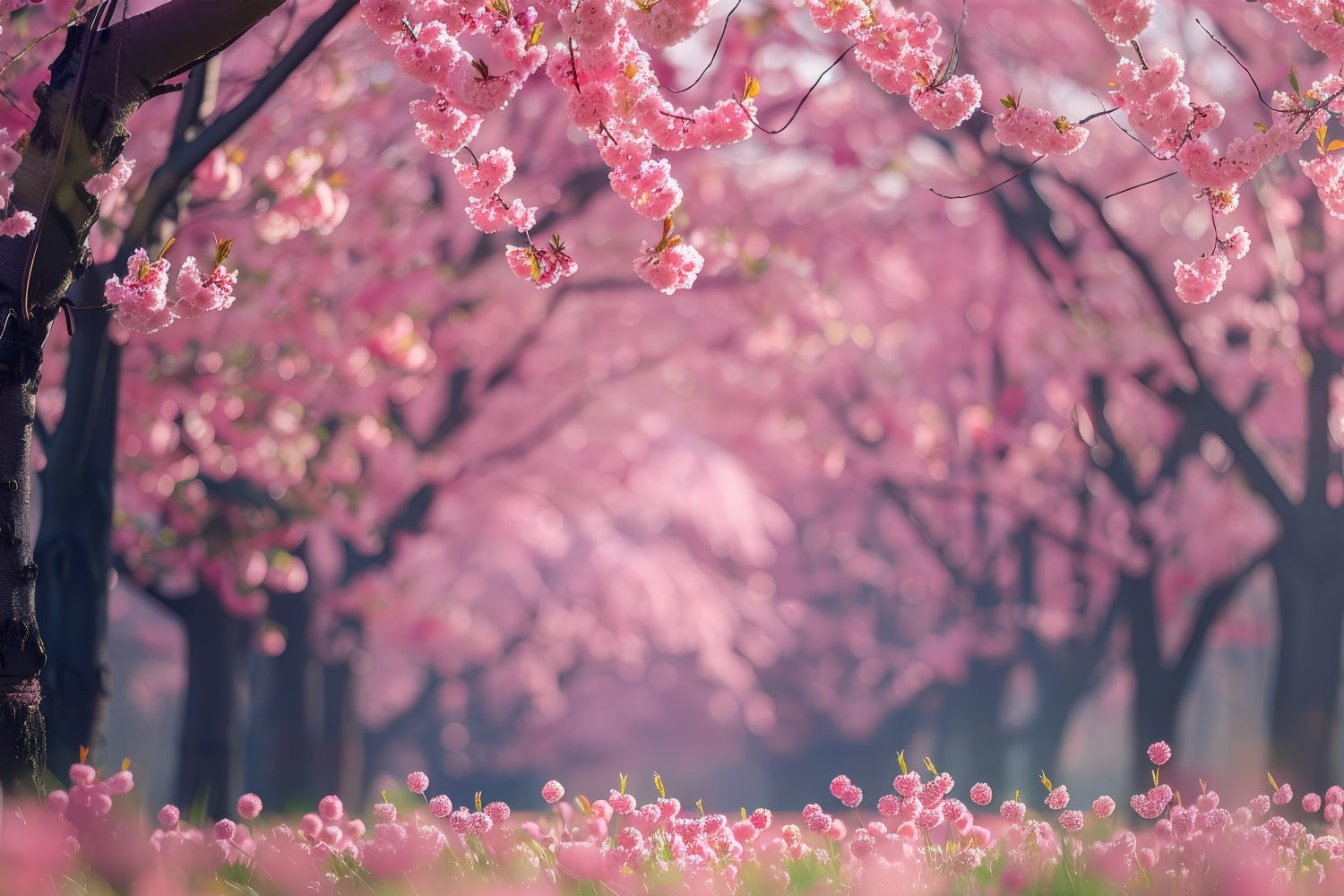 Floral Backdrops Cherry Blossom Pathway Photography Backdrop BRP1-519