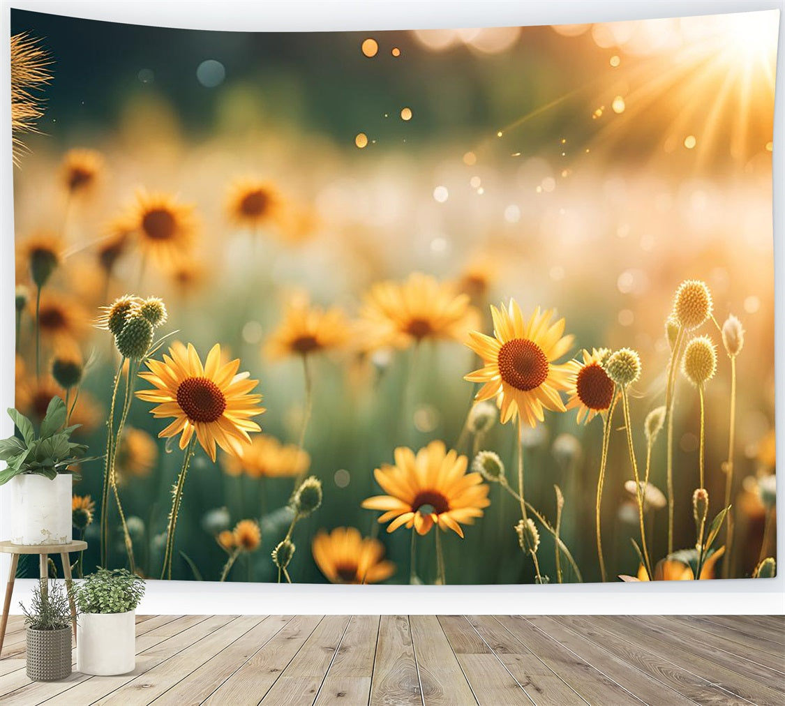 Floral Photo Backdrops Sunshine Wildflowers Field Backdrop BRP1-520