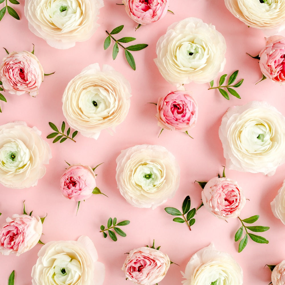 Flower Photo Backdrop Pink White Roses Backdrop BRP1-521