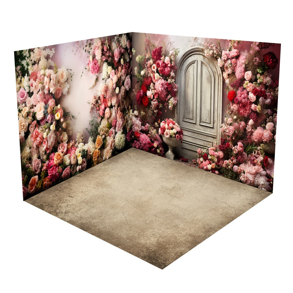 Romantic Floral Arch Vintage Door Backdrop Room Set BRP1-59